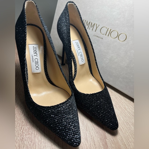 NWT Jimmy Choo Velvet Glitter Heels - Picture 6 of 10